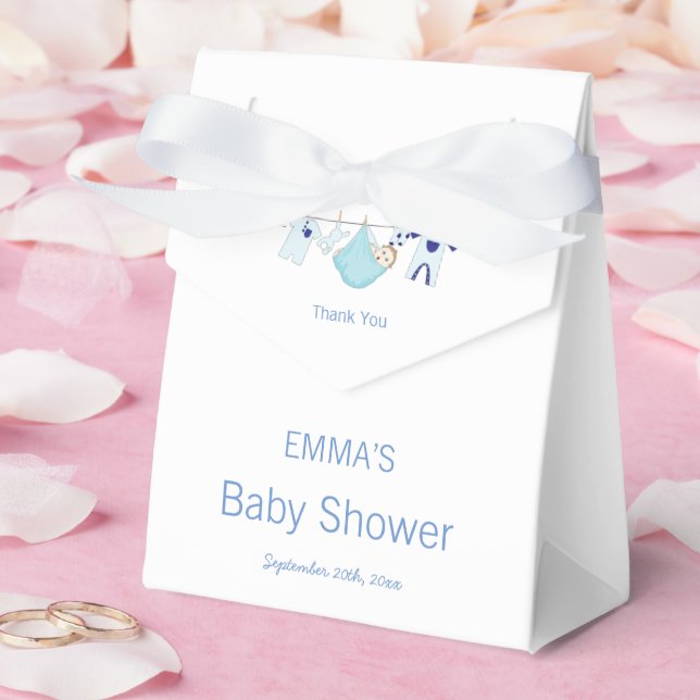 Cute Blue illustration Baby Shower Thank You  Favor Boxes (Wedding)