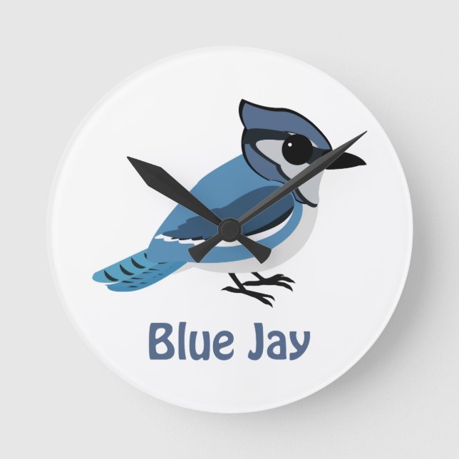Cute Blue Jay Round Clock (Front)