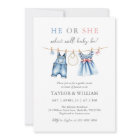 Cute Blue Jean Baby Gender Reveal Invitation