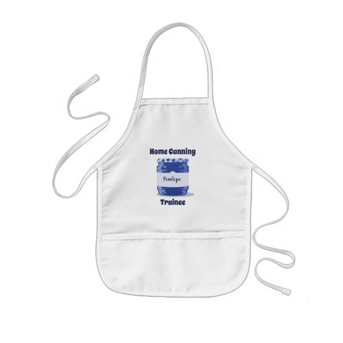 Cute Blue Jelly Jar Home Canning Trainee with Name Kids Apron