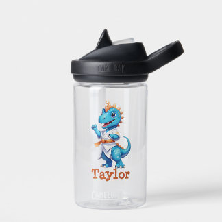 Cute blue karate dinosaur water bottle