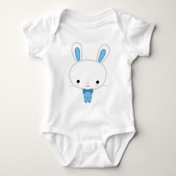 Cute Blue Kawaii Bunny Baby Bodysuit by online_store at Zazzle