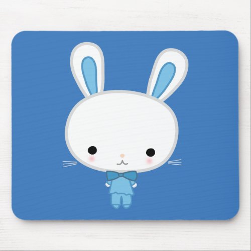 Cute Blue Kawaii Bunny Mouse Pad