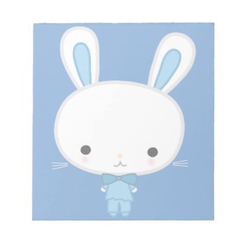 Cute Blue Kawaii Bunny Notepad by online_store at Zazzle
