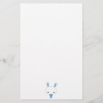 Cute Blue Kawaii Bunny Stationery by online_store at Zazzle