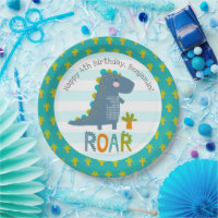 Cute Blue Kawaii Dinosaur Roar Boy Birthday Name