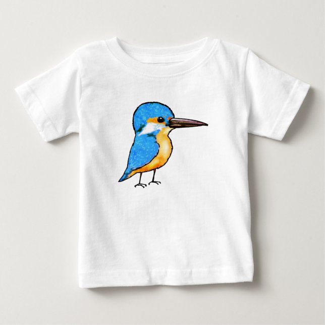 Cute Blue Kingfisher Bird Art Baby T-Shirt (Front)