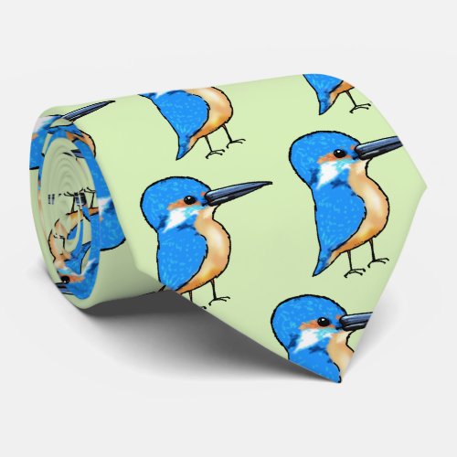 cute blue kingfisher bird neck tie