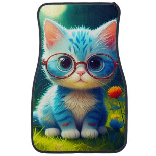 Cute Blue Kitten Wearing Glasses-47067 Car Floor Mat