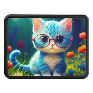 Cute Blue Kitten Wearing Glasses-47067 Hitch Cover
