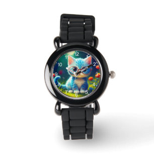 Cute Blue Kitten Wearing Glasses-47067 Watch