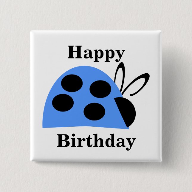 Cute Blue Ladybug Birthday Button (Front)