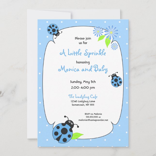 Cute Blue Ladybug Invitation (Front)