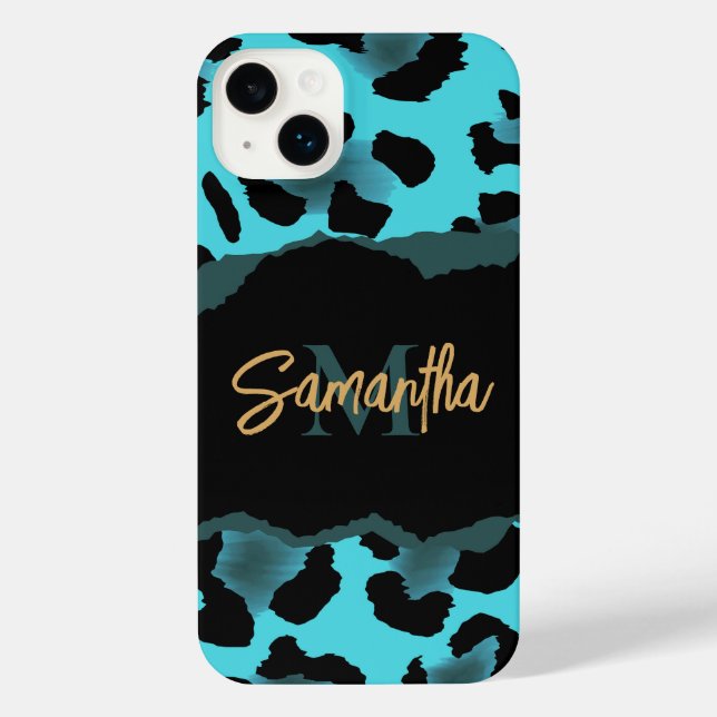 Cute Blue Leopard Print iPhone Case (Back)