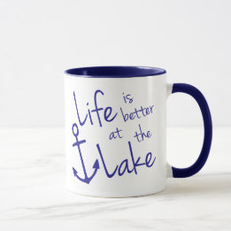 cute blue LIFE IS  BETTER AT THE LAKE |  Mug