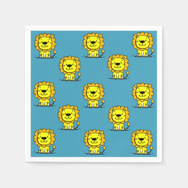 Cute Blue Lion Napkins (Front)