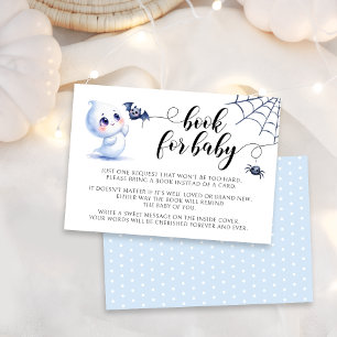 Cute Blue Little Boo Book For Baby Boy Shower  RSVP Card
