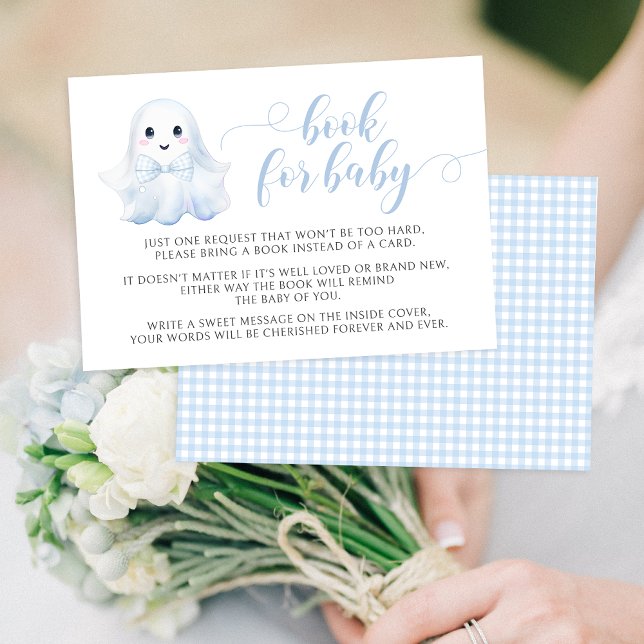 Cute Blue Little Boo Book For Baby Boy Shower  RSVP Card (Creator Uploaded)