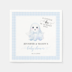 Cute Blue Little Boo Ghost Bow Baby Boy Shower Napkins