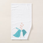 Cute Blue Love Bird Couple, Pink Hearts, White