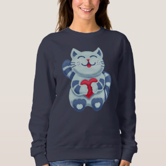 Cute blue love cat sweatshirt