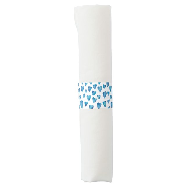 Cute blue love heart pattern napkin bands (Front)