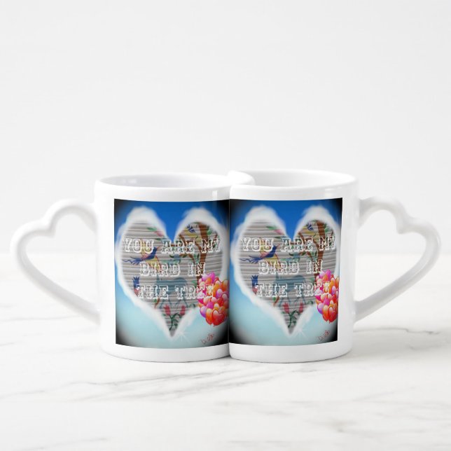 Cute Blue lovers Hearts Coffee Mug Set (Front Nesting)