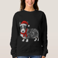 Cute Blue Merle Cardigan Corgi Christmas Santa Hat