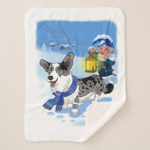 Cute blue merle in the snow sherpa blanket