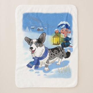 Cute blue merle in the snow sherpa blanket
