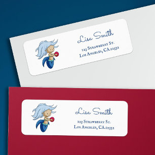 Cute Blue Mermaid Ball Return Address Label