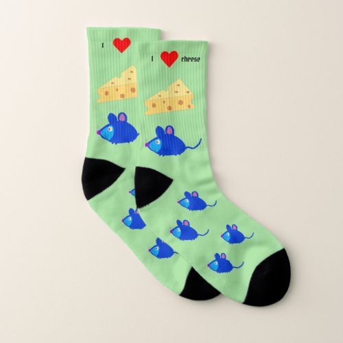 Cute Blue Mice and their mother who loved Cheese Socks