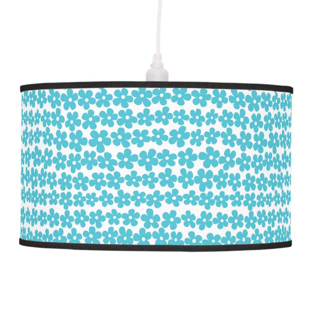 Cute Blue Minimalist Daisy Pattern Floral Ceiling Lamp (Front)