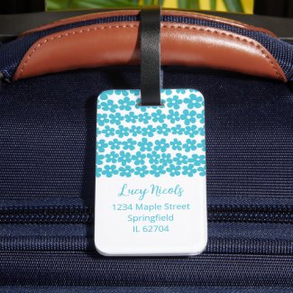 Cute Blue Minimalist Daisy Pattern Floral Name