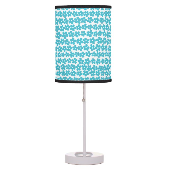 Cute Blue Minimalist Daisy Pattern Floral Table Lamp (Front)