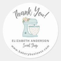 Cute Blue Mixer Bakery Business Thank you Sticker