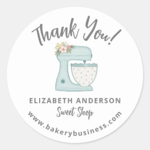 Cute Blue Mixer Bakery Business Thank you Sticker
