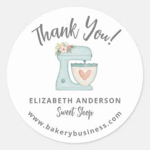 Cute Blue Mixer Bakery Business Thank you Sticker