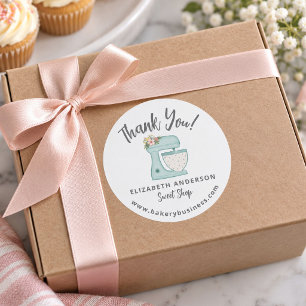 Cute Blue Mixer Bakery Business Thank you Sticker