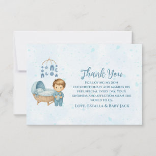 Cute Blue Mobile Crib baby cot Baby Shower Thank You Card