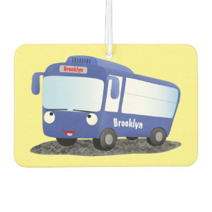 Cute blue modern bus cartoon illustration  air freshener