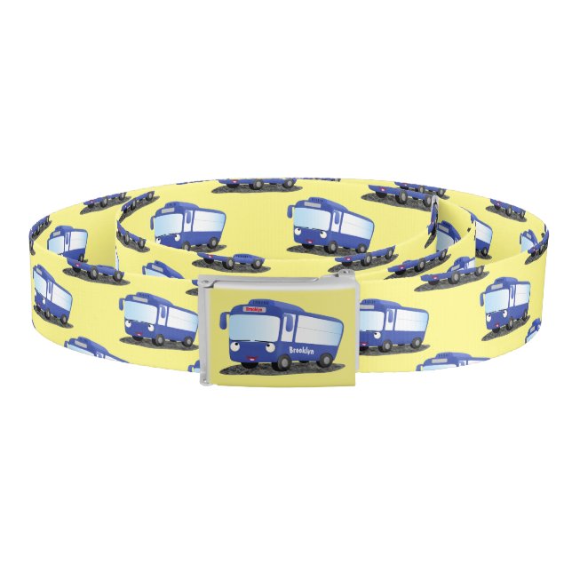 Cute blue modern bus cartoon illustration belt (Coil)