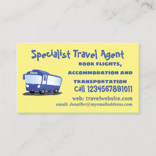 Cute blue modern bus cartoon illustration business card