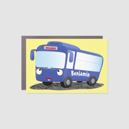 Cute blue modern bus cartoon illustration car magnet