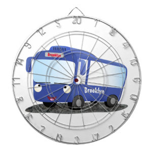 Cute blue modern bus cartoon illustration dart board