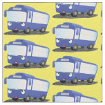 Cute blue modern bus cartoon illustration fabric