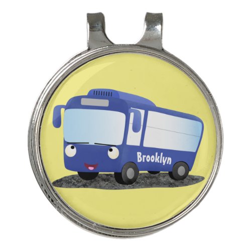 Cute blue modern bus cartoon illustration golf hat clip