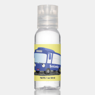 Cute blue modern bus cartoon illustration hand sanitizer
