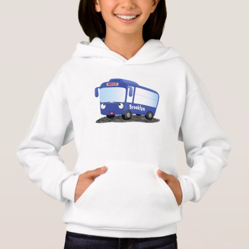 Cute blue modern bus cartoon illustration hoodie