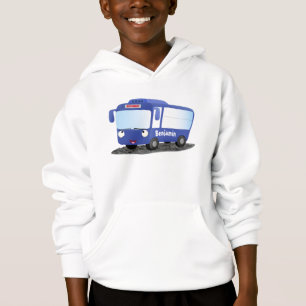 Cute blue modern bus cartoon illustration hoodie